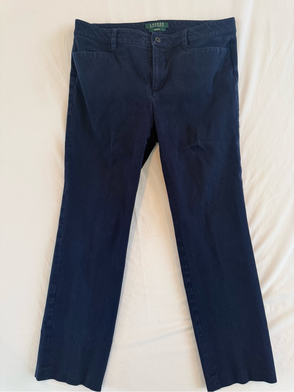 Lauren Ralph Lauren Adelle Straight Leg Pants Womens 8 Dark Navy Blue Career